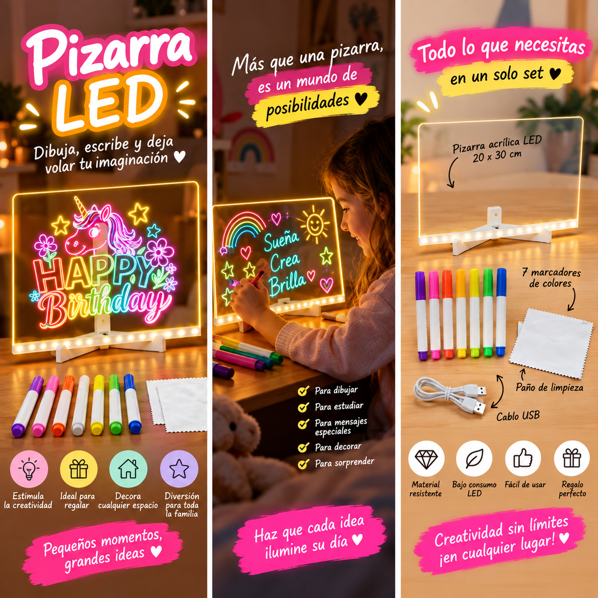 ✨ Pizarra Mágica LED | Dibuja, Aprende y Crea sin Pantallas