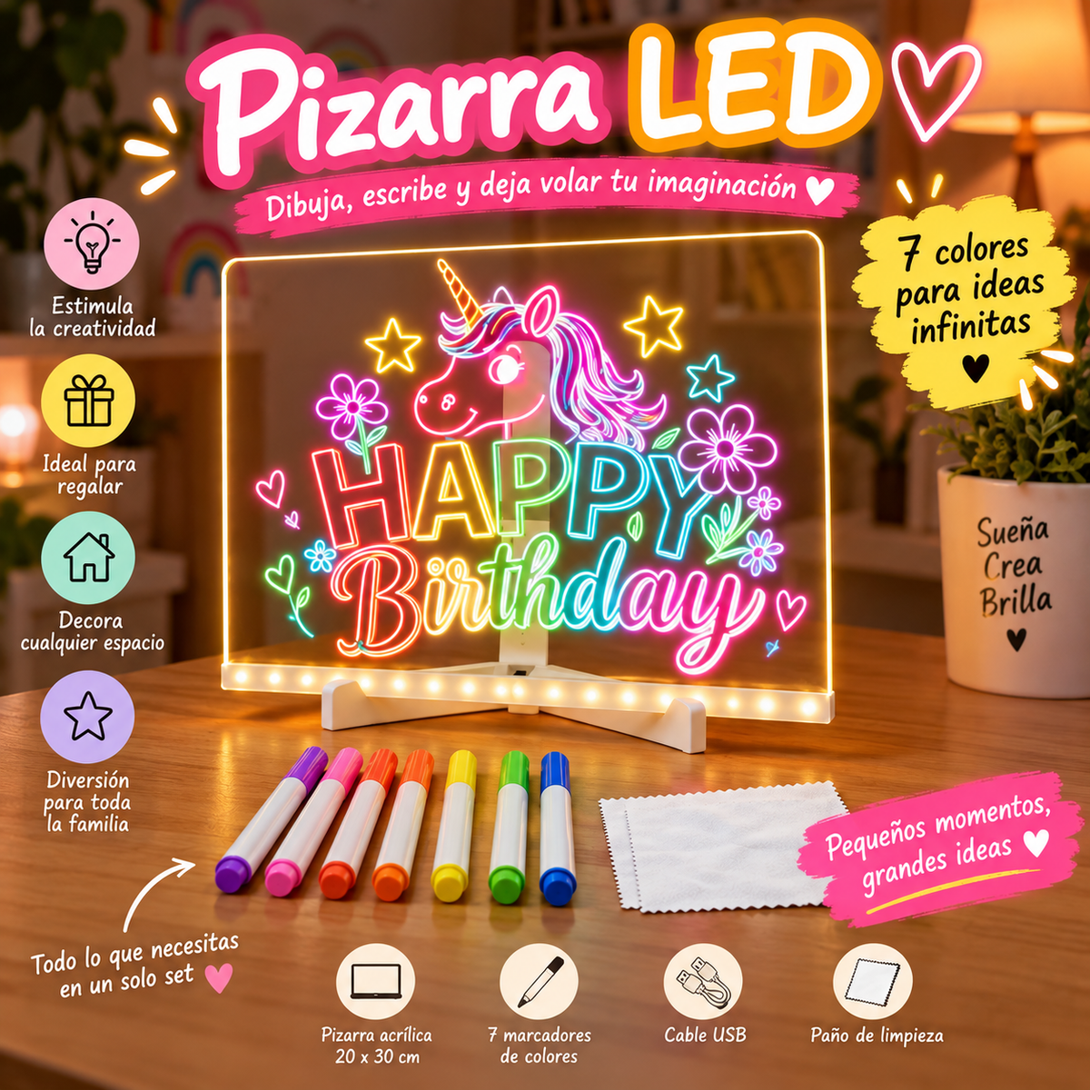 ✨ Pizarra Mágica LED | Dibuja, Aprende y Crea sin Pantallas
