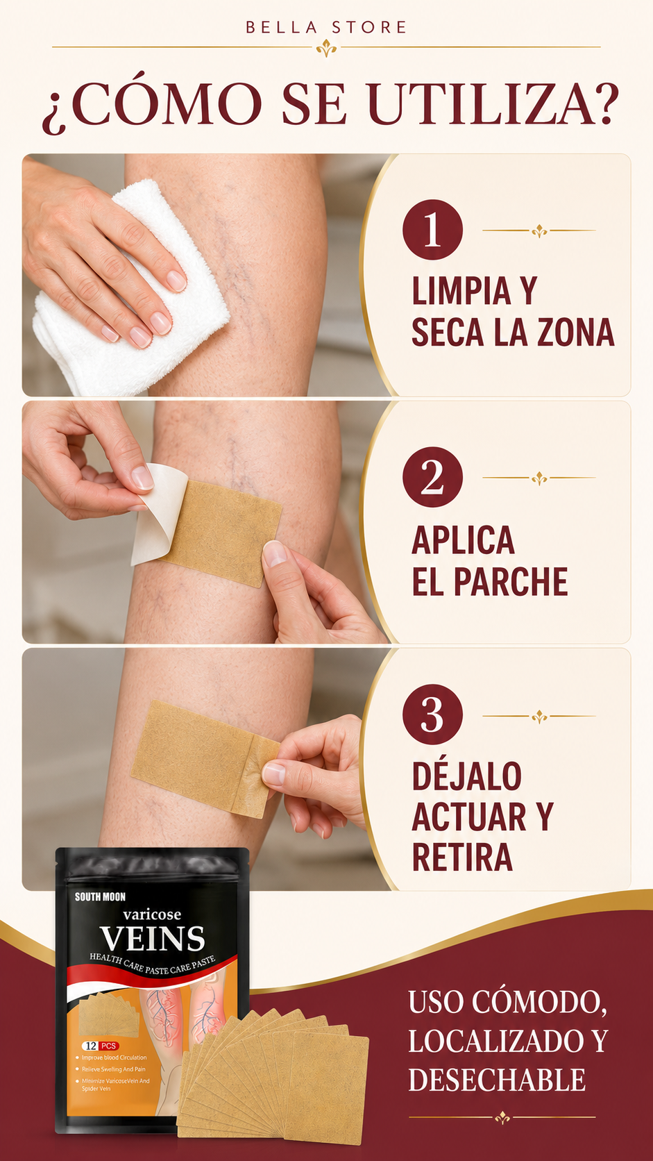 VeinCare - Pack 24 Parches para el control de Várices