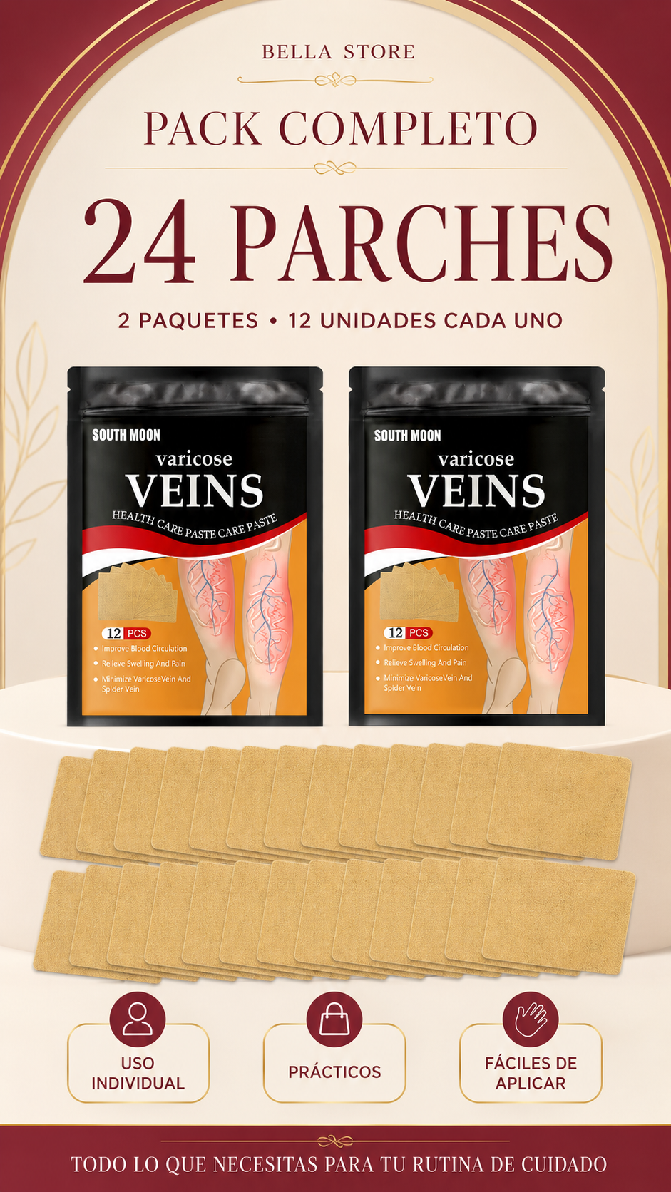 VeinCare - Pack 24 Parches para el control de Várices